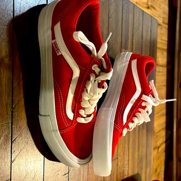 VANS OLD SKOOL PRO SUEDE RED SNEAKER SHOES - Picture 3 of 5